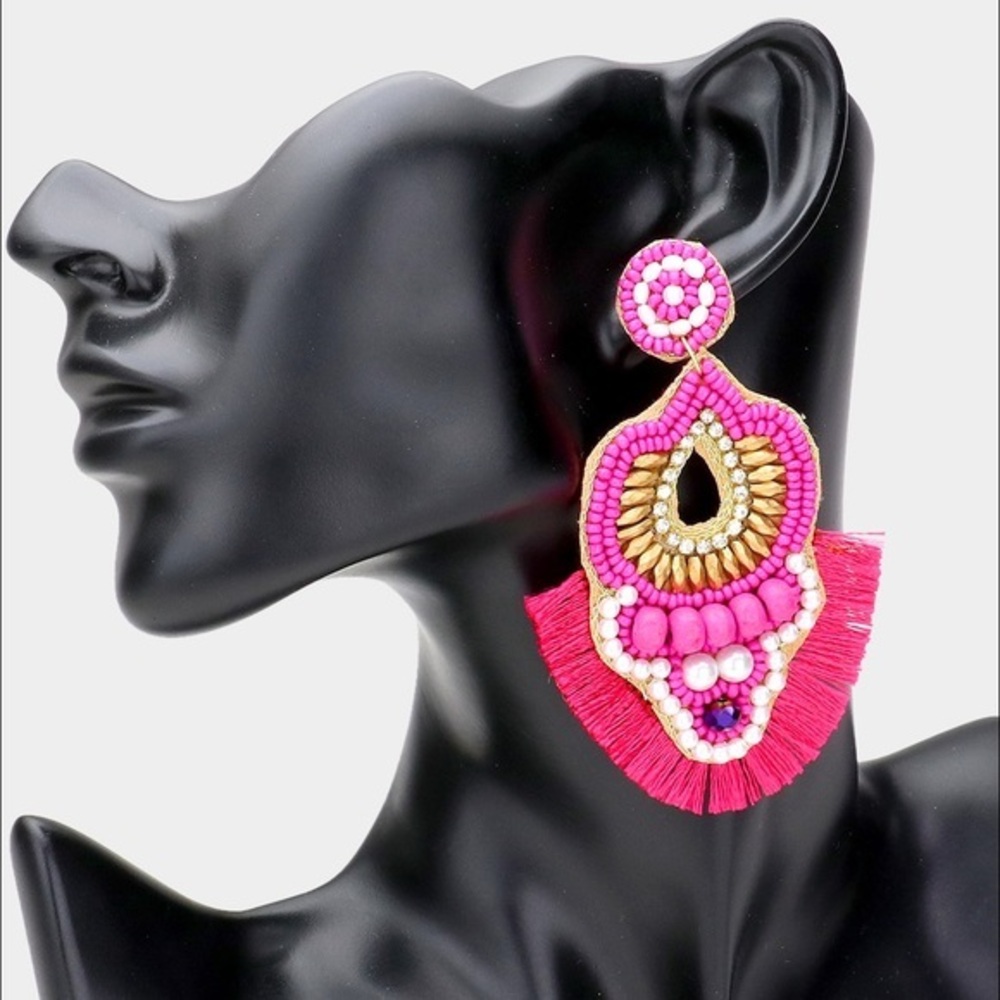 Boho pearl beaded earrings